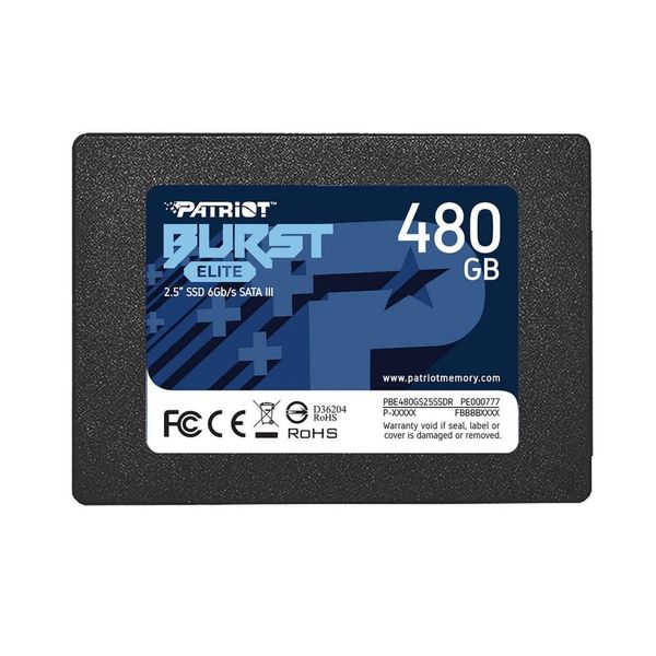 SSD Диск Patriot Burst Elite 480GB 2.5&amp;quot; 7mm SATAIII TLC 3D (PBE480GS25SSDR) Характеристика Черный 33401_3161223 фото