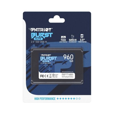 SSD Диск Patriot Burst Elite 960GB 2.5&amp;quot; 7mm SATAIII TLC 3D (PBE960GS25SSDR) Характеристика Черный 33405_3161227 фото