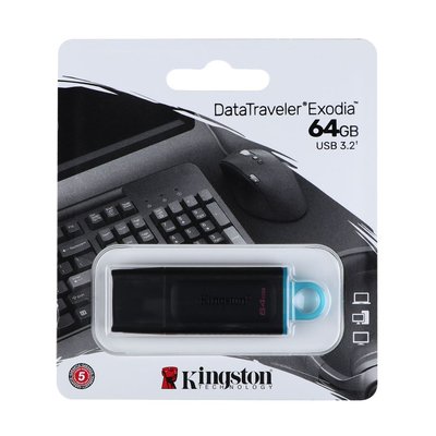 USB Flash Drive 3.2 Kingston DT Exodia 64GB Цвет Черный/Бирюзовый 31571_2907001 фото