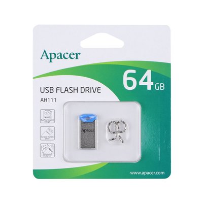 USB Flash Drive Apacer AH111 64gb Цвет Серебристый/Синий 31798_2907978 фото
