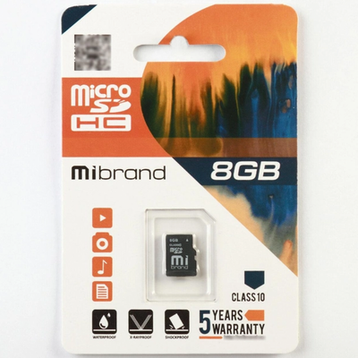 Карта Памяти Mibrand MicroSDHC 8gb 10 Class Цвет Черный 33227_3030177 фото