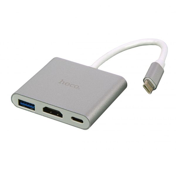 Перехідник Hoco HB14 Type-C to USB3.0+HDMI+PD Колір Сталевый 27409_1830660 фото