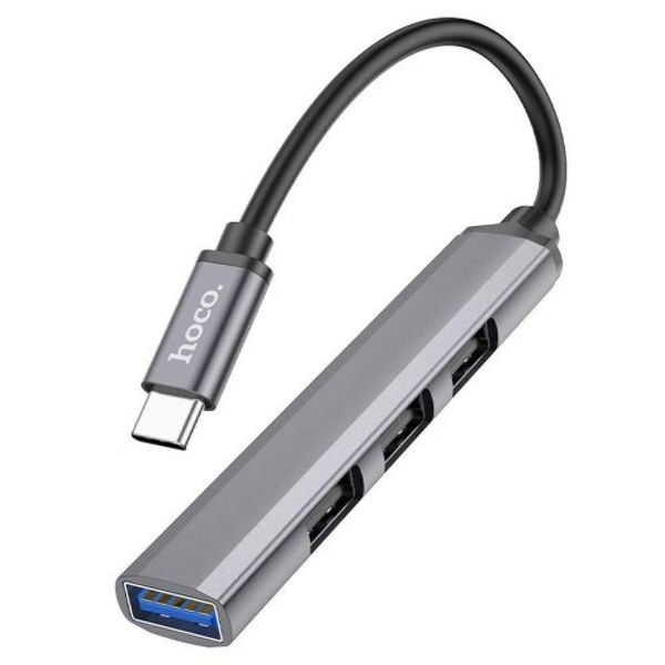 Хаб USB Hoco HB26 4 in 1 adapter(Type-C to USB3.0+USB2.0*3) Колір Срібло 29787_2285242 фото