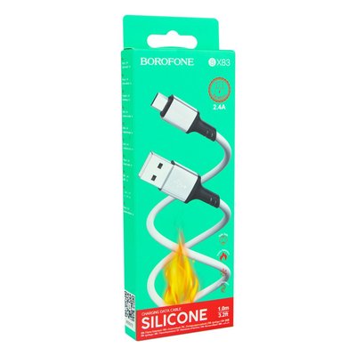 Кабель USB Borofone BX83 Silicone Micro 2.4A Колір Білий 29260_2123886 фото